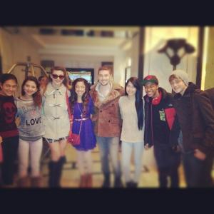 Steffan with the band, Karmin, in NYC