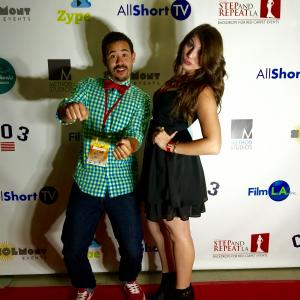 Dickie Hearts with co-star Amanda McDonough at the Hollyshorts Film Festival for their short film, 