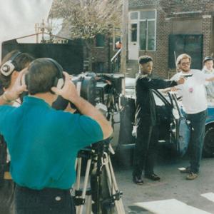 Harvey Silver on the set of Tell My Mom I Love Her going over the gun scene with Director Richard Monahan