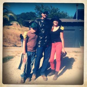 Desiree Manly costume designer behind the scenes with Kai Lennox and Ian Hamrick on location for the film Varmint