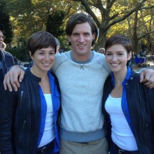 Andy Peeke with Chyler Leigh on the set of NBC's 