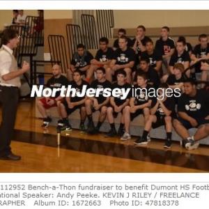 Andy Peeke giving a motivational speech at Dumont High School NJ