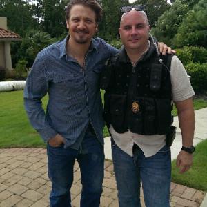 Jeremy Renner and David on the set of 