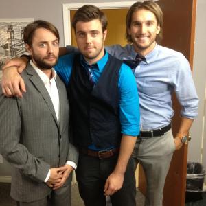 Vincent Kartheiser Robert Hardin and Landon Ashworth on the set of Cussing In The Workplace