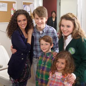 Life with Boys TV series  on set with Madison Pettis Allie Michael Murphy Sam Torri Webster Tess and Vanessa Coelho young Tess Jayden playing young Sam June 2011
