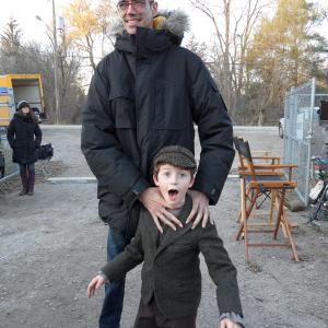 Mama (feature film November 2011) - on set with Javier Botet who played 