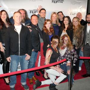 Matt Campagnas cast and crew at the Calgary International Film Festival red carpet premiere of SyFys Mutant World starring Holly Deveaux and produced by Nomadic Pictures