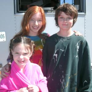 Annalise Basso Chandler Canterbury and Kennedy Brice on the set of The Goats