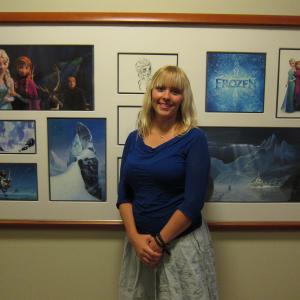 Christine Hals at Disney studios in Burbank. Christine wrote the lyrics for Heimr Àrnadalr and guided the choir in ancient Norse for Frozen as well as singing with the choir and as a featured soloist. The music was composed by Christophe Beck.