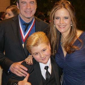 Zachary Alexander Rice with John Travolta and Kelly Preston at Living Legends of Aviation Gala