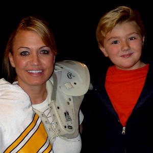 Zach with Espn Sportsnation host, Michelle Beadle, on the set of the Superbowl Spot