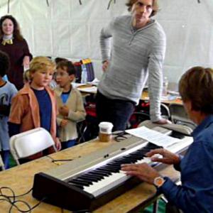 Zachary Alexander Rice rehearsing with Parenthood actor, Dax Shepard.