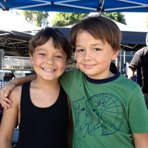 Anthony with Pierce Gagnon on the set