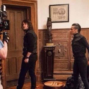 Dominique Tipper with Danila Kozlovsky on the set of Vampire Academy 2013