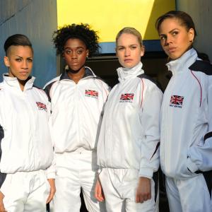 Still of Lenora Crichlow, Lashana Lynch, Lily James and Dominique Tipper in Fast Girls (2012)