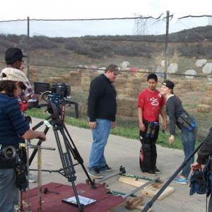 Andrew on the set of WalkOns 2014 with cast members Adrian Favela and Kati Zaylor cinematographer Matt Allan Smith and crew members Ruth N West Travis Shannon and Bryn Hubbard