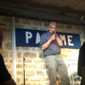 Doing standup at Le Paname club in Paris, France, June 2013