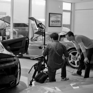 Burke Doeren directing a promo for the Aston Martin V12 Vantage Carbon Black