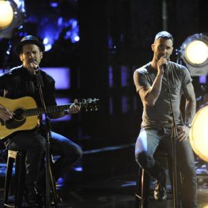 Still of Tony Lucca and Adam Levine in The Voice 2011