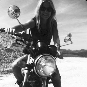 Noemi on set - she loves motorbikes