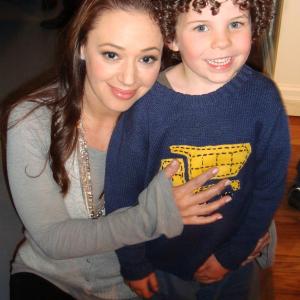 Jadon Sand and Leah Remini on the set of Married Not Dead. April 2009