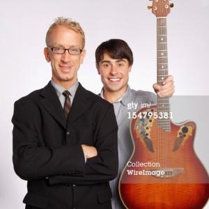 PASADENA, CA - OCTOBER 25: Actor and comedian Andy Dick (L) and Comedy Partner Paris Dylan pose before their performance at The Ice House Comedy Club on October 25, 2012 in Pasadena, California. (Photo by Michael Schwartz/WireImage)
