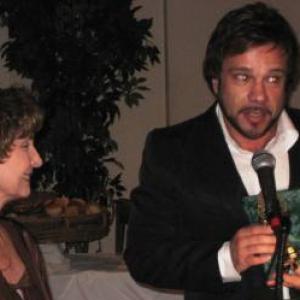 Hollywood Legend Margaret OBrien presents ActorProducer Domiziano Arcangeliwith the GOLDEN HALO AWARDfrom the Southern California Motion Picture Association on December 10th2009in HollywoodCAhonoring Arcangelis 30th Year as a Professional in the Film Business!