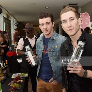 LOS ANGELES CA  FEBRUARY 19 Actors Drake Bell L and Talon Reid attend Kari Feinsteins Style Lounge presented by Painted by Kameco at the Andaz West Hollywood on February 19 2015 in Los Angeles California Photo by Vivien KillileaWireImage