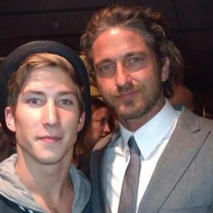 Talon Reid and Gerard Butler at the film premiere for Machine Gun Preacher at The Academy in Beverly Hills
