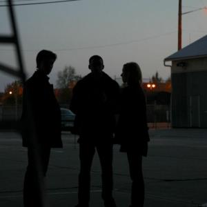 James Bachelor(left), Casey Stolberg(center), and Jessica Herman(right) having a meeting on the set of 