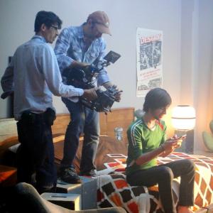 Lydon Erik behind the scenes of Telcel commercial 2014