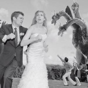 Ken  Amys wedding being interupted by Godzilla  King Ghidorah