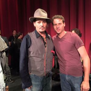 Johnny Deep at The Black Mass screening at The Motion Picture Academy