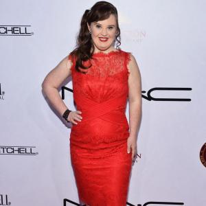 HOLLYWOOD CA  FEBRUARY 14 Actress Jamie Brewer arrives at the MakeUp Artists  Hair Stylists Guild Awards at the Paramount Theater on the Paramount Studios lot on February 14 2015 in Hollywood California