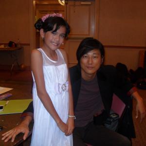 Emily with Sung Kang on the set of Sunset Stories(formerly Cooler)