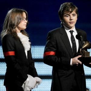 Paris and Prince Michael Jackson, receiving Life Time Grammy Award for his father, Michael Jackson.