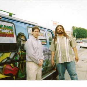 With Breezin with Bierman guest, The weedman Ed Forchion , outside his temple in Los Angeles