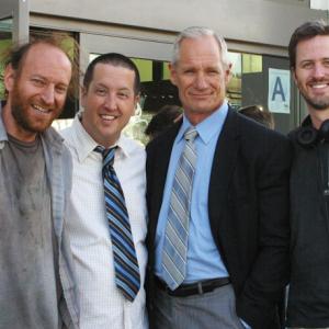 The set of Coffee Town with David Ury Steve Little and Directorwriter Brad Copeland