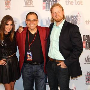 On the red carpet with my co-star, Justine Wachsberger, and the writer/director of 