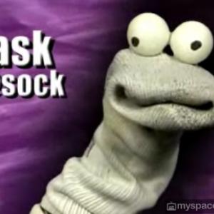 Bonnie Burton puppeteering as Sock cohost of Ask Bonnie show