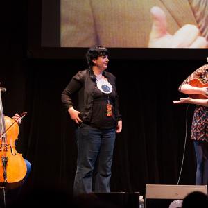 Bonnie Burton onstage with the Doubleclicks at w00tstock