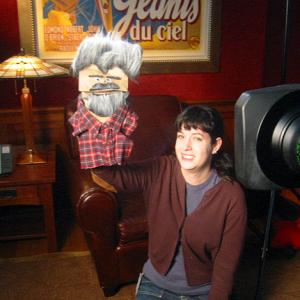 Bonnie Burton performing with the George Lucas puppet for Star Wars Celebration video intro.