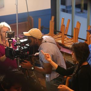 Director Usher Morgan and cinematographer Louis Obioha on set