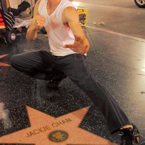 With Jackie Chan's Star on Hollywood Blvd