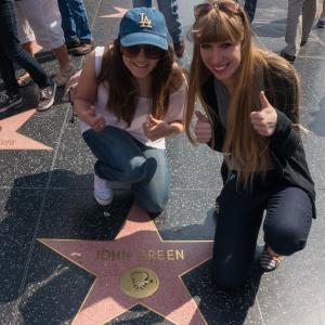 Bailee and friend supporting one of her favorite authors John Green on Hollywood Boulevard