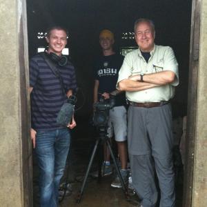 With Collin Erker (Sound) and Marty Flavin (Camera) on location in Yei, South Sudan during filming of the Road to Hope.