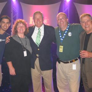 It's a wrap! After-party fun after taping the final episode of Michiana's Rising Star. L to R: Bryan Fellows (director), Brenda Bowyer (supervising producer), Mike Wargo (producer), Steve Funk (VP, Marketing), Angel Hernandez (executive producer).