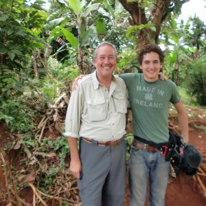 Mike Wargo director with Jake Griswold camera and sound on location in Uganda
