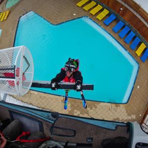 Jumping from a helicopter into a pool in Chile
