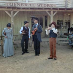 Max Manzanares plays trumpet for the quintet on the set of Sweetwater 2012